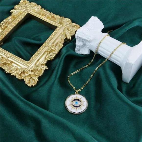 Evil Eye Necklace Gold Protection Necklace | Handmade Evil Eye Jewelry for Women - Picture 4 of 9